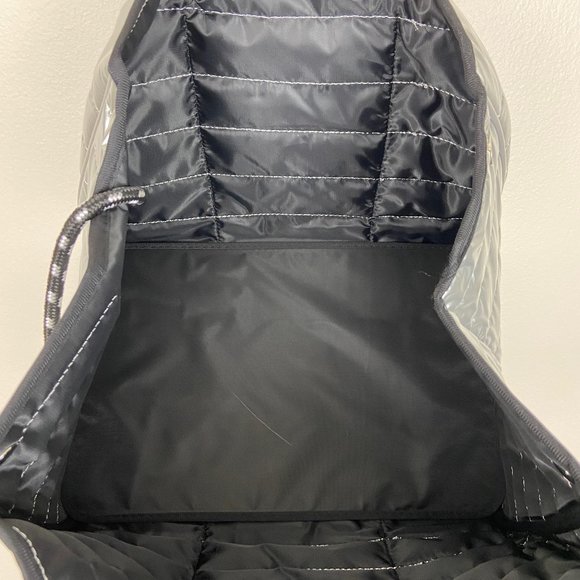 Puffer Metallic Silver Nylon Large Tote Puffy - Picture 6 of 10